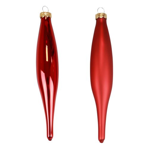 Stożek bożonarodzeniowy szklany stożek szklany czerwony połysk/mat 15cm 6szt