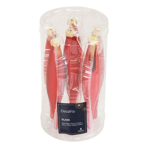 Produkt Stożek bożonarodzeniowy szklany stożek szklany czerwony połysk/mat 15cm 6szt
