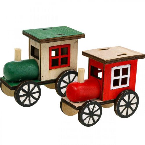 Produkt Świąteczna dekoracja kolejki kolejowej drewniana lokomotywa wys. 7,5 cm 4 sztuki