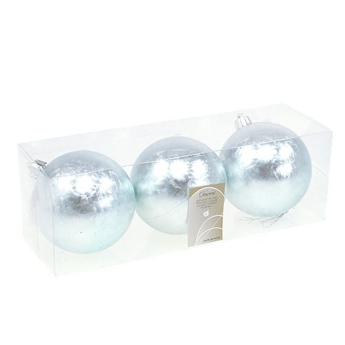 Floristik24 Kula świąteczna plastikowa Ø8cm Ice Blue 3szt