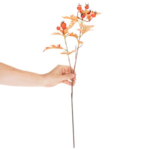 Sztuczna gałązka głogu z liśćmi i owocami, 62 cm | Floristik24.pl