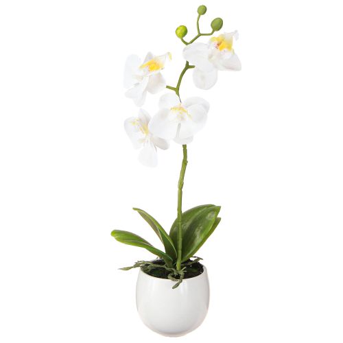 Biała orchidea sztuczne kwiaty w doniczce Phalaenopsis H33cm