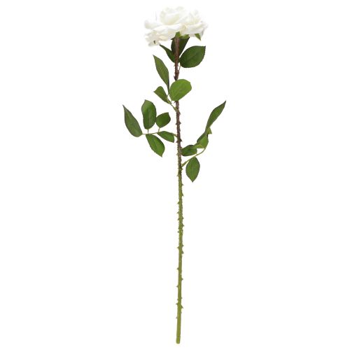 Produkt Biała róża Sztuczna róża na łodydze Jedwabny kwiat Sztuczna róża L72cm Ø13cm