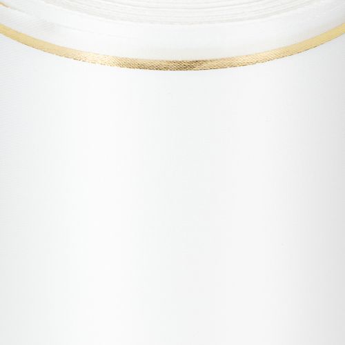Produkt Biała wstążka do wieńca ze złotą krawędzią do druku komputerowego, wstążka satynowa, wodoodporna, 25 m x 125 mm