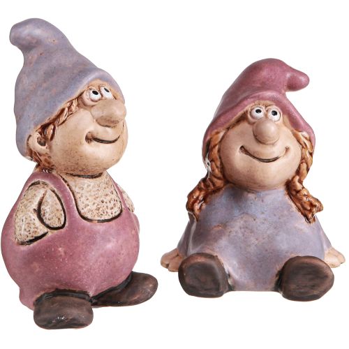 Floristik24 Gnome Wiosna Chłopiec Dziewczyna Para Fioletowy Różowy W10/14cm 2 szt