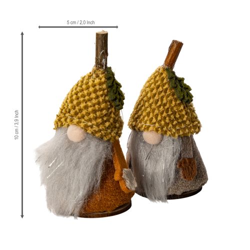 Zestaw figurek krasnala z czapką dzianinową i żołędziem, 10 cm, 6 sztuk | Floristik24.pl