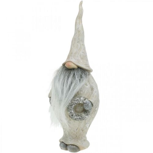 Produkt Dekoracyjny elf z brodą i wiankiem Świąteczny elf 14x×12×36cm