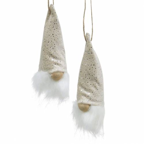 Floristik24 Skrzat ze szpiczastą czapką do zawieszenia kremowy 17cm L25cm 4szt.