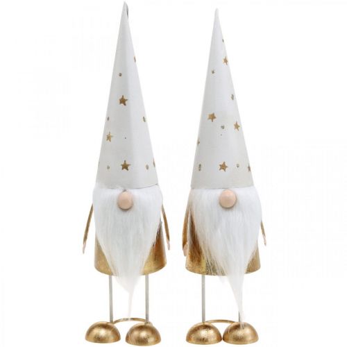 Floristik24 Skrzat Figurka dekoracyjna świąteczna biała, złota 6,5cm H28cm 2szt.