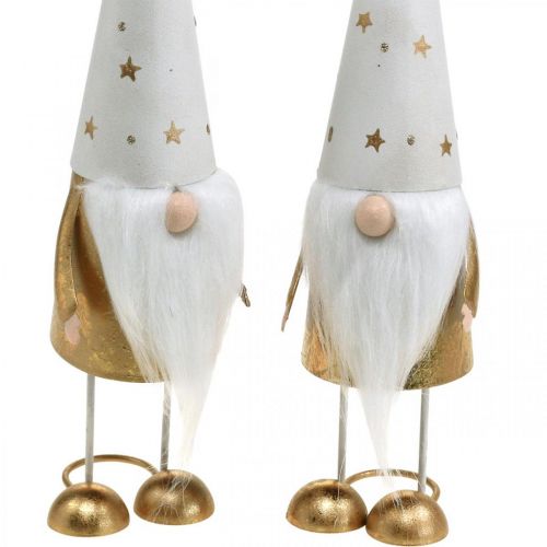 Floristik24 Skrzat Figurka dekoracyjna świąteczna biała, złota 6,5cm H28cm 2szt.