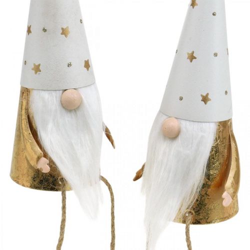 Produkt Gnom Świąteczna figura dekoracyjna biały, złoty Ø6,5cm W22cm 2 szt