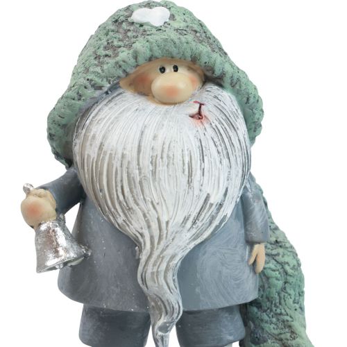 Floristik24 Krasnal Świąteczny gnom figura dekoracyjna szaro-zielony 10,5×7×14cm