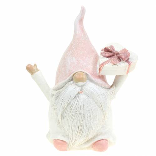 Floristik24 Dekoracja świąteczna gnom różowy / biały 11,5 cm 2 szt.