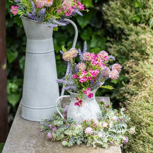Floristik24 Wianek łąkowy flokowany koniczynką różowy, zielony Ø30cm