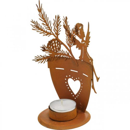 Produkt Świecznik na tealight Dekoracja bożonarodzeniowa Anioł Dekoracja rdzy Ø8cm W18cm