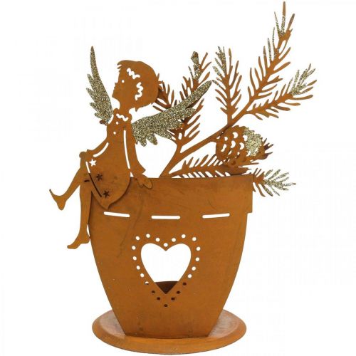 Produkt Świecznik na tealight Dekoracja bożonarodzeniowa Anioł Dekoracja rdzy Ø8cm W18cm