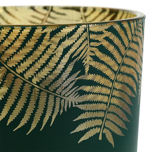 Floristik24 Lampion Szklany Paproć Zielony Ø10cm H12,5cm