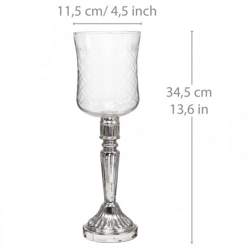 Produkt Latarnia szklana świeca szkło antyczne przezroczyste, srebrne Ø11,5cm W34,5cm