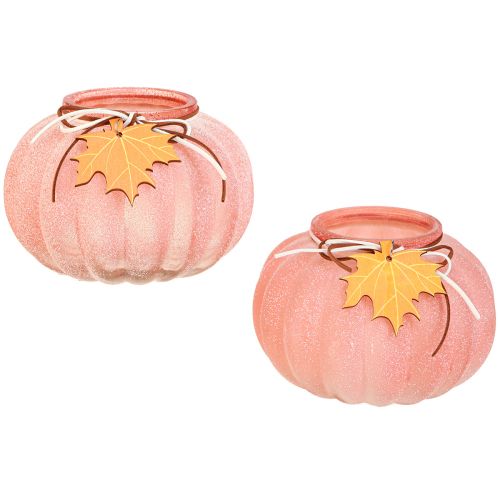 Produkt Latarnia szklana dyniowa tealight matowa Ø16cm W11cm 2szt