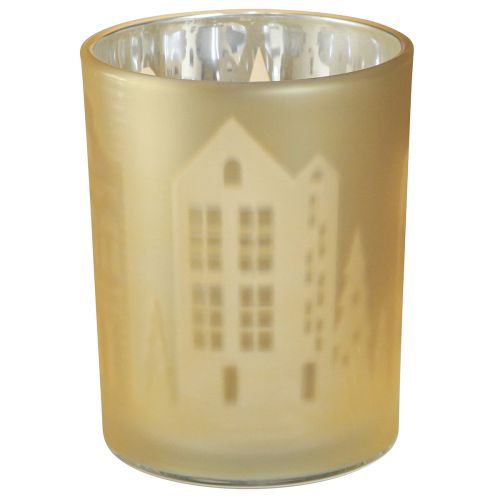 Produkt Latarnia szklana srebrna złota sylwetka miasta W12,5cm 4 szt