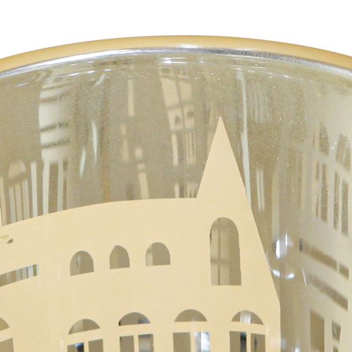Produkt Latarnia szklana srebrna złota sylwetka miasta W12,5cm 4 szt