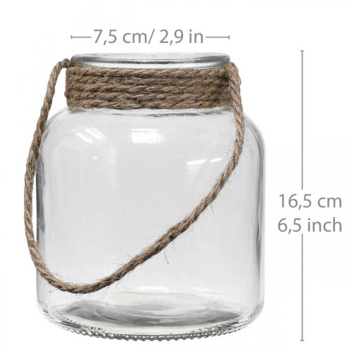 Floristik24 Latarnia szklana, świecznik na tealighty do zawieszenia H16.5cm Ø14.5cm