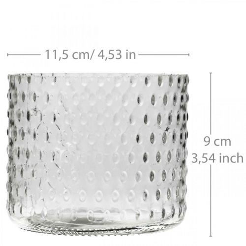 Szkło lampionowe, szklany świecznik na tealighty, szkło świecowe Ø11,5cm W9,5cm