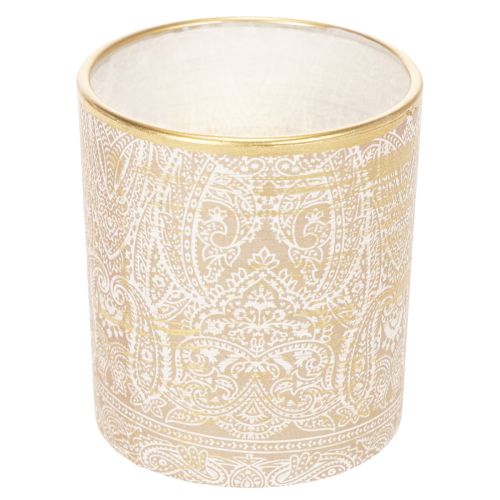 Szklany świecznik typu tealight z wzorem paisley, Ø8cm, wys.9cm, 2 sztuki | Floristik24.pl