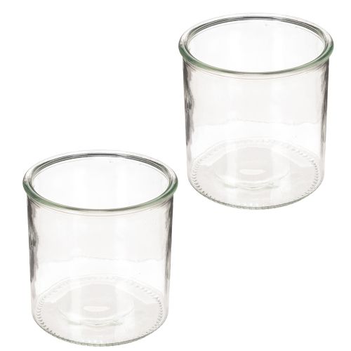 Szklany świecznik na podgrzewacze, okrągły, szkło przezroczyste, uniwersalny, 12 cm, 2 sztuki | Floristik24.pl