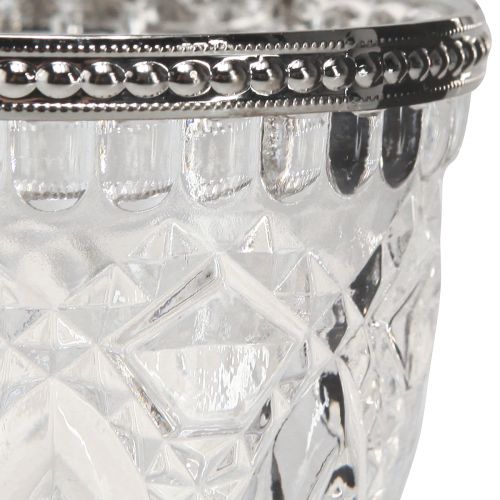 Floristik24 Szklana latarnia z metalową krawędzią przezroczysta Ø9cm W10,5cm 6 szt