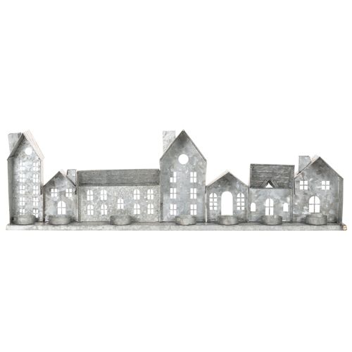 Dekoracyjny rząd domków z świecznikami typu tealight, dekoracja adwentowa, 68 cm | Floristik24.pl