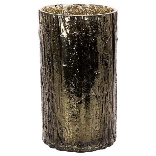 Szklany świecznik typu tealight z głową jelenia i reliefami drzew, zimowa dekoracja, 26 cm | Floristik24.pl
