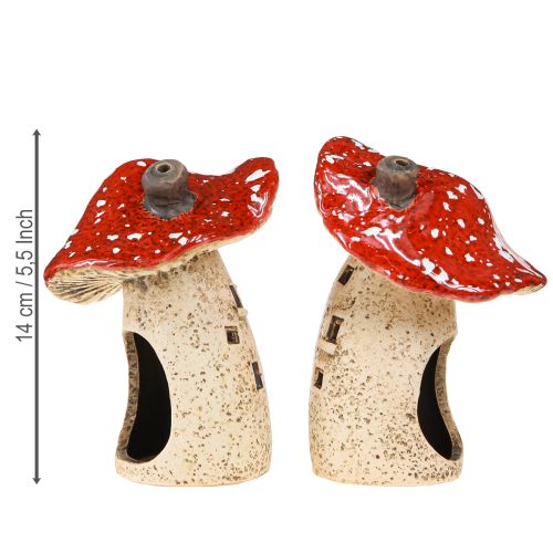 Produkt Latarnia ceramiczna grzybki jesienna dekoracja wys. 12,5/14cm 2 szt.