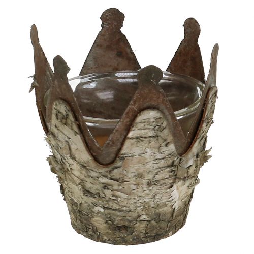 Floristik24 Lampa wiatrowa korona z brzozy i metalu Ø7cm H7,5cm 3szt.