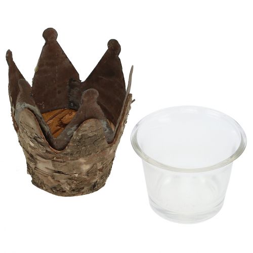 Floristik24 Lampa wiatrowa korona z brzozy i metalu Ø7cm H7,5cm 3szt.