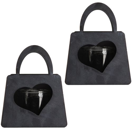 Produkt Latarnia Metalowa Ozdoba Worek z Sercem Antracyt H18cm 2szt