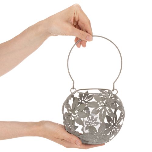 Metalowa wisząca dekoracja wiatrowskaz w kolorze szarym Ø14cm wys.13cm | Floristik24.pl