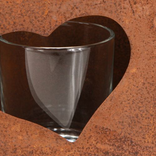 Produkt Latarnia metalowa torba rdza z wkładem szklanym wys. 15cm 2szt