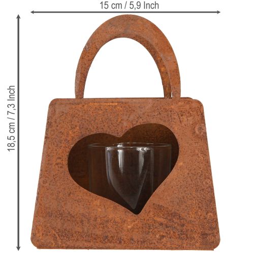 Produkt Latarnia metalowa torba rdza z wkładem szklanym wys. 15cm 2szt