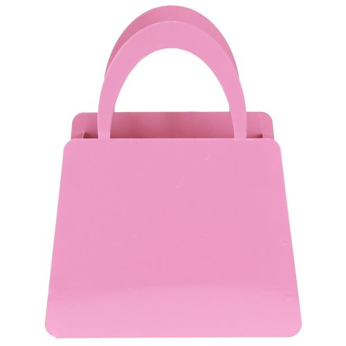Produkt Latarnia metalowa torba z wkładem szklanym różowe serce wys. 26cm