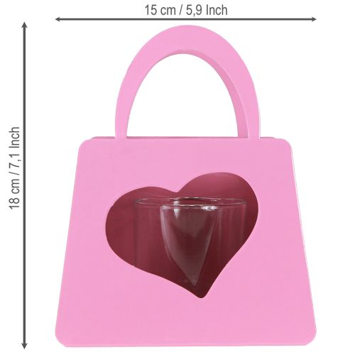 Produkt Latarnia metalowa z wkładem szklanym torba różowa wys. 18cm 2szt