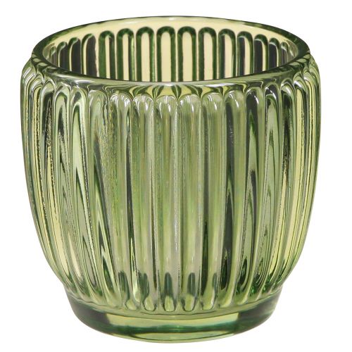 Floristik24 Latarnia świecznik na tealighty szklana zielona retro Ø7cm W7cm 6 szt