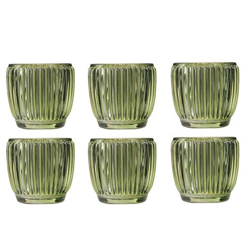 Produkt Latarnia świecznik na tealighty szklana zielona retro Ø7cm W7cm 6 szt