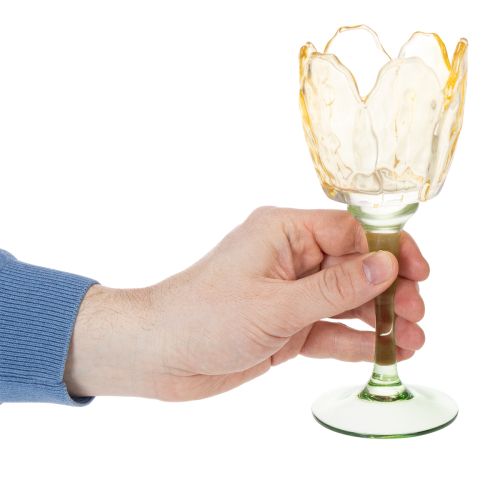 Produkt Świecznik typu tulipan, motyw kwiatowy, dekoracja na romantyczną atmosferę i elegancki nastrój, 20 cm