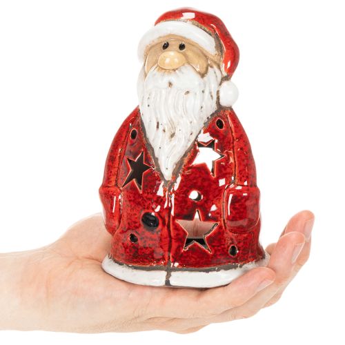 Dekoracyjna figura Świętego Mikołaja w formie świecznika z gwiazdkami, dekoracja stołu, 15 cm | Floristik24.pl