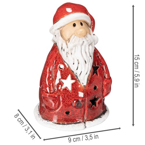 Dekoracyjna figura Świętego Mikołaja w formie świecznika z gwiazdkami, dekoracja stołu, 15 cm | Floristik24.pl