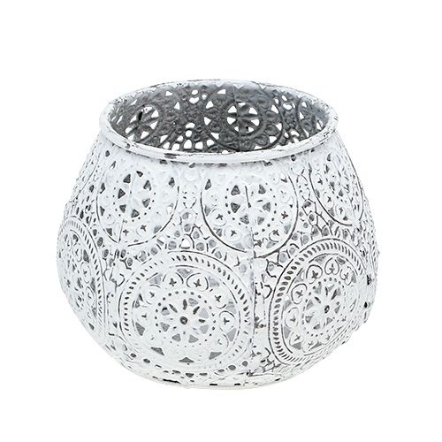 Floristik24 Latarnia biała z wzorem Ø10cm H8cm 1szt.