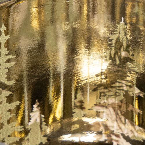 Szklany świecznik typu tealight z zimową gałązką jodły, 8 cm, 2 sztuki | Floristik24.pl
