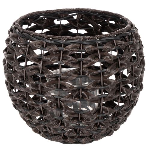 Świecznik na podgrzewacze tkany, czarno-brązowy, letnia dekoracja, Ø31cm, wys. 25cm kupić | Floristik24.pl