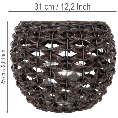 Świecznik na podgrzewacze tkany, czarno-brązowy, letnia dekoracja, Ø31cm, wys. 25cm | Floristik24.pl